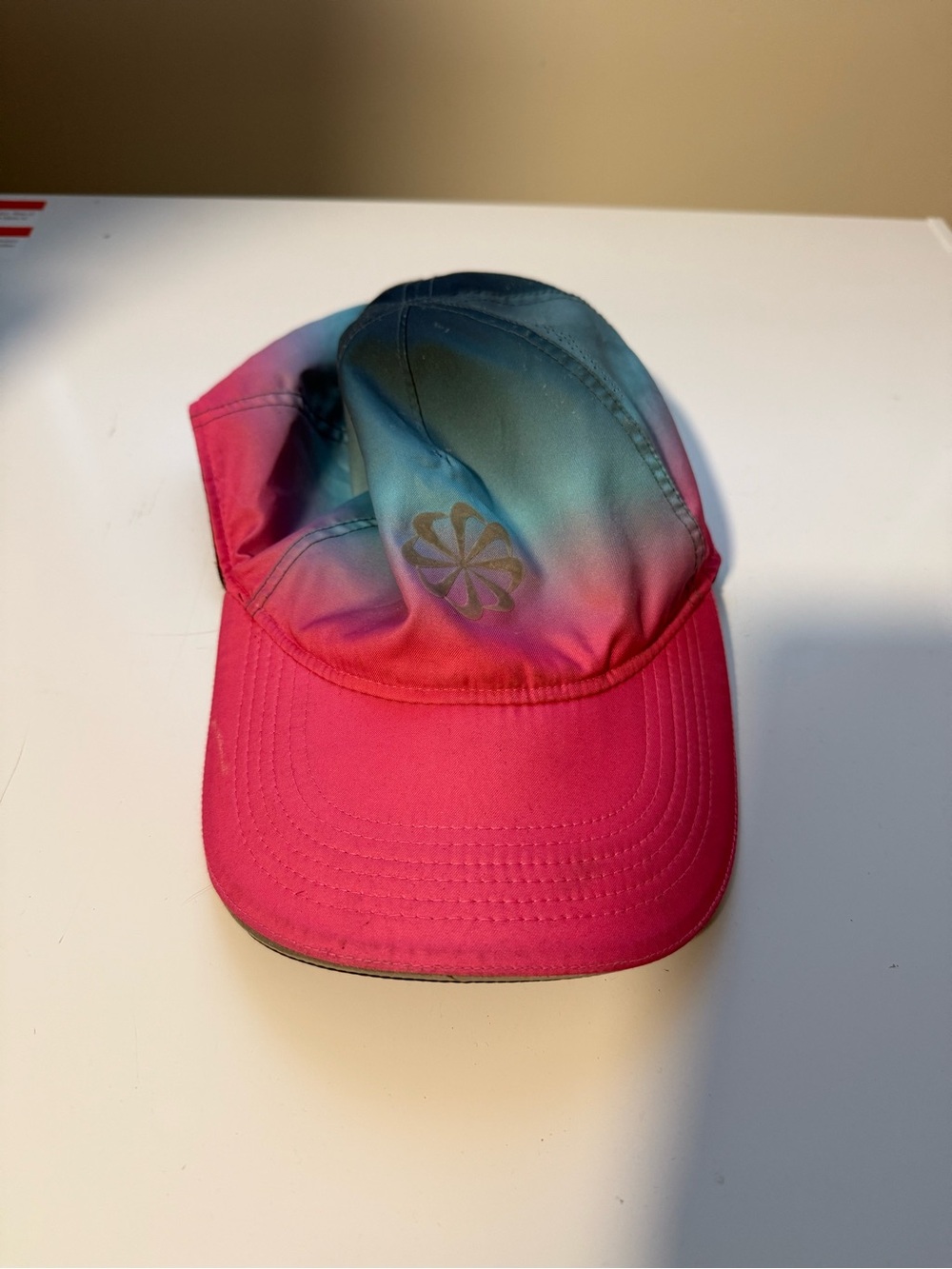 Nike Pink Brim Gradient Blue-Teal Cap with Reflective Logo